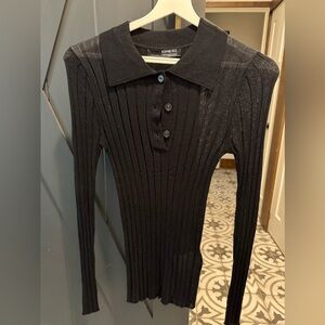Sophie Rue Black Knit Button-Up